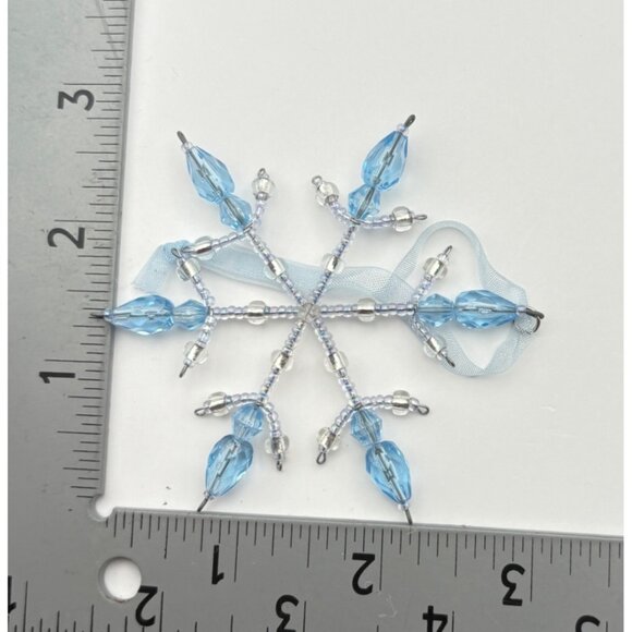 Hallmark Beaded Snowflake Christmas Ornaments Frostlight Faeries Blue Set of 3 - Picture 4 of 7